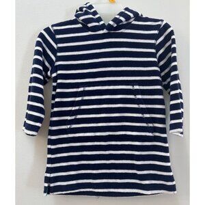 Mini Boden Striped Hoodie Navy & White Long Sleeve Pocket Detail Kids 4-5Y Cotto